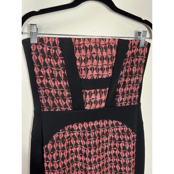 Maje Dress Tweed Jacquard Bandeau Strapless Bodycon Sheath Mini Short - Picture 4 of 10